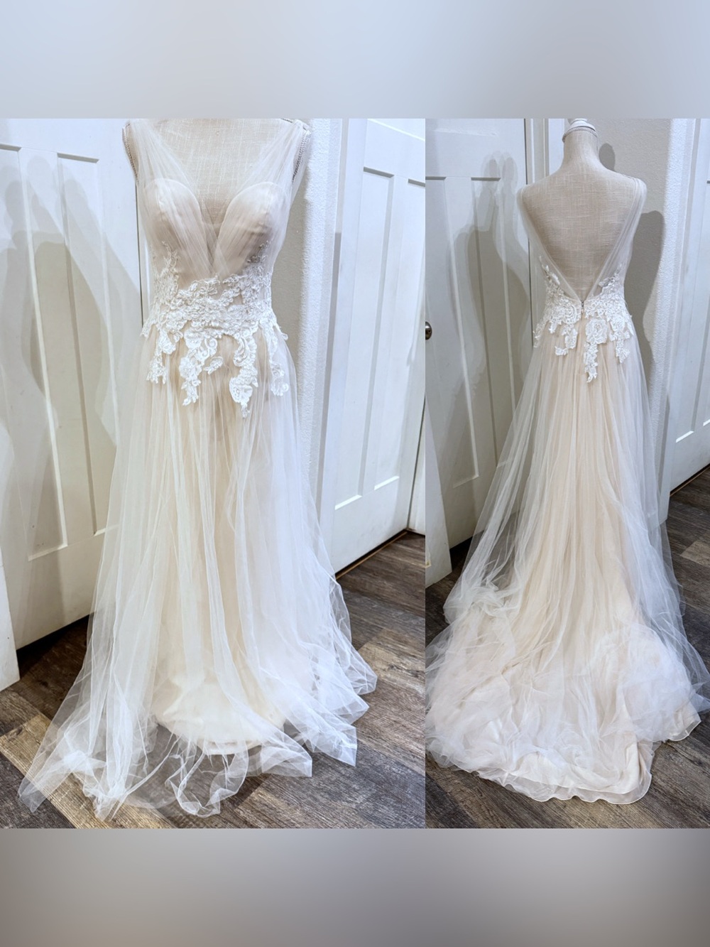Beautiful by Enzoani BT17-12 Tulle & Lace A-Line Wedding Dress Size 4